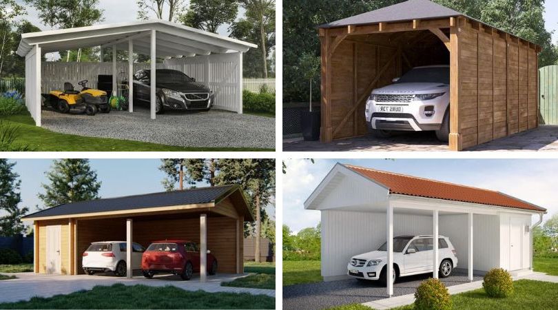 Хотите построить открытый гараж возле дома? 32 идеи защиты авто от непогоды