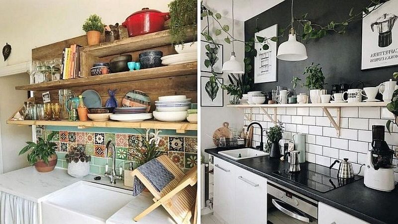 открытые кухонные полки